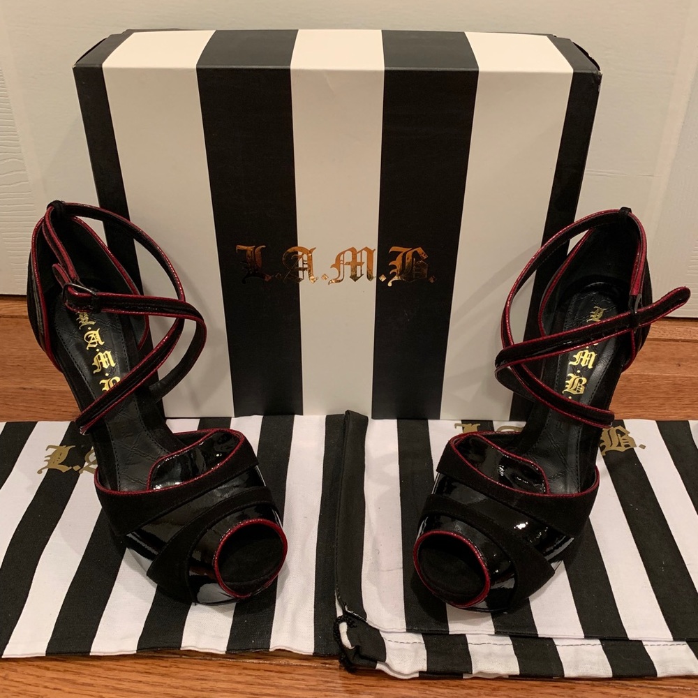 L.A.M.B Black Platform Heels